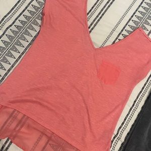 Juniors small pink mud shirt see through back